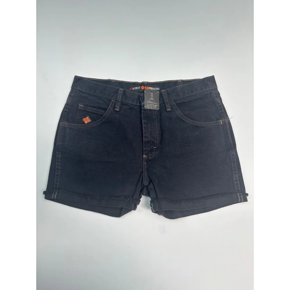 Wrangler FR Flame Resistant Slim Fit Denim Shorts Black Raw Hem 31 FR36MWB‎